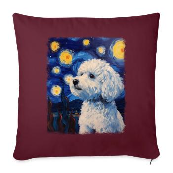 Bichon frisé chien Nuit étoilée Peinture - Housse de coussin décorative 45 x 45 cm - bordeaux - Devant