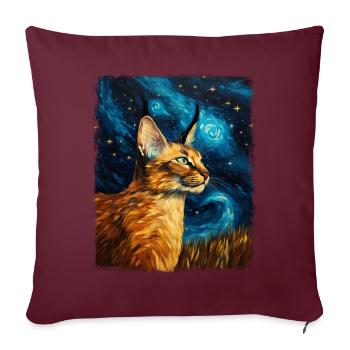 Big Floppa Karakal Katze Meme Sternennacht Malerei - Sofakissenbezug 45 x 45 cm - Burgunderrot - Vorne