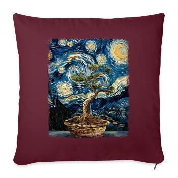 Bonsaï Arbre Zen Japonais Nuit Étoilée Peinture - Housse de coussin décorative 45 x 45 cm - bordeaux - Devant