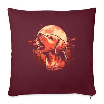 Labrador Moon Howling - Sofakissenbezug 45 x 45 cm - Burgunderrot - Vorne