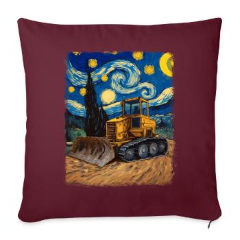 Bulldozer Bauwagen HEO Sternennacht Malerei - Sofakissenbezug 45 x 45 cm - Burgunderrot - Vorne