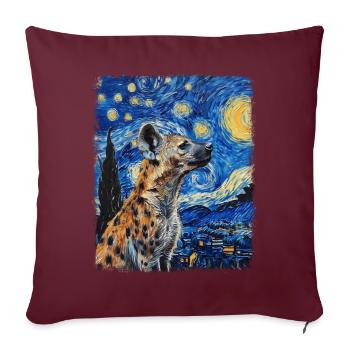 Hyène Africain Animal Nuit Étoilée Peinture - Housse de coussin décorative 45 x 45 cm - bordeaux - Devant