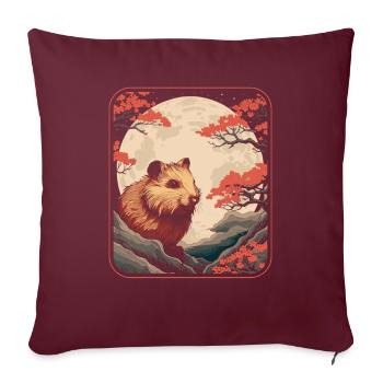 Hamster Goldhamster Japan Cherry Blossom Moon - Sofakissenbezug 45 x 45 cm - Burgunderrot - Vorne