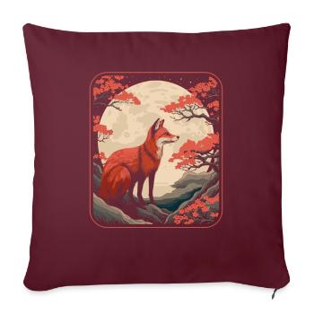 Fuchs Japan Cherry Blossom Moon - Sofakissenbezug 45 x 45 cm - Burgunderrot - Vorne