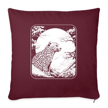 Gepard Japan Cherry Blossom Moon - Sofakissenbezug 45 x 45 cm - Burgunderrot - Vorne