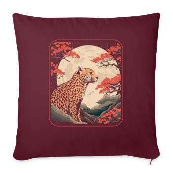 Gepard Japan Cherry Blossom Moon - Sofakissenbezug 45 x 45 cm - Burgunderrot - Vorne