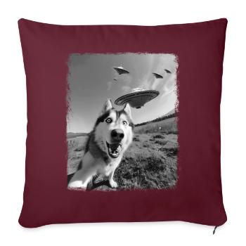 Alaskan Malamute Chien OVNI Alien Alien Sel - Housse de coussin décorative 45 x 45 cm - bordeaux - Devant