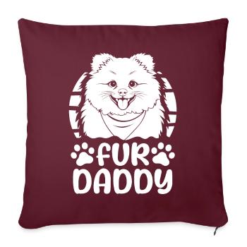 Chien de Poméranie Papa Pour Papa - Housse de coussin décorative 45 x 45 cm - bordeaux - Devant