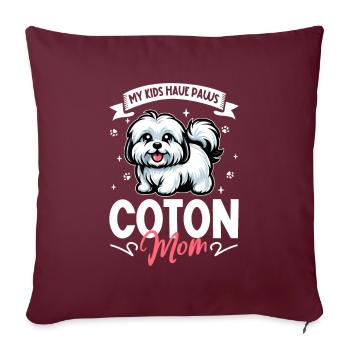 Coton de Tulear Mama - Housse de coussin décorative 45 x 45 cm - bordeaux - Devant