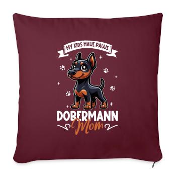 Maman Doberman - Housse de coussin décorative 45 x 45 cm - bordeaux - Devant