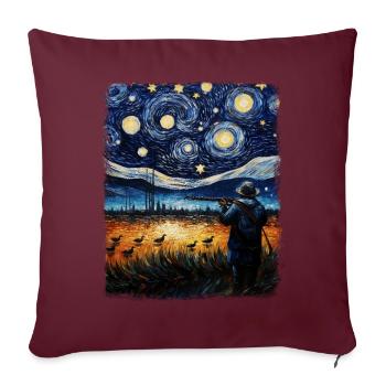 Chasse aux canards Chasseur de canards Peinture de nuit étoilée - Housse de coussin décorative 45 x 45 cm - bordeaux - Devant