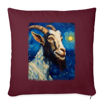 Faune, Satyres, Mythologie romaine, Chèvre, Nuit étoilée - Housse de coussin décorative 45 x 45 cm - bordeaux - Devant