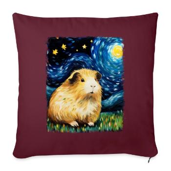 Cochon d’Inde Animal de compagnie Nuit étoilée Peinture - Housse de coussin décorative 45 x 45 cm - bordeaux - Devant