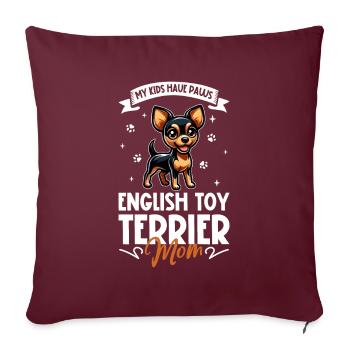 English Toy Terrier Mama - Sofakissenbezug 45 x 45 cm - Burgunderrot - Vorne