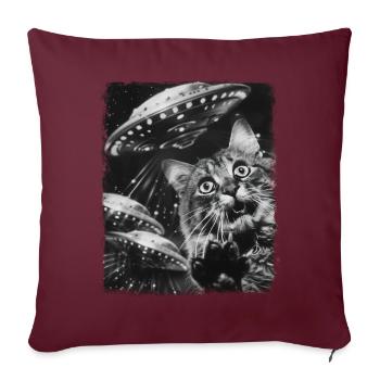Maine Coon Cat OVNI Alien Alien Selfie - Housse de coussin décorative 45 x 45 cm - bordeaux - Devant