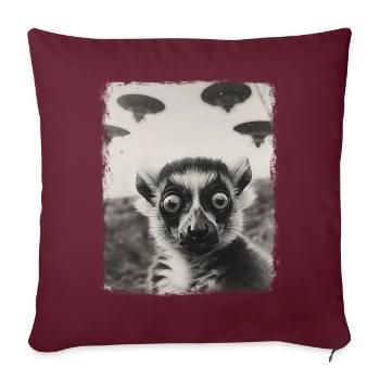 Lémurien Ringtail OVNI Alien Alien Selfie - Housse de coussin décorative 45 x 45 cm - bordeaux - Devant