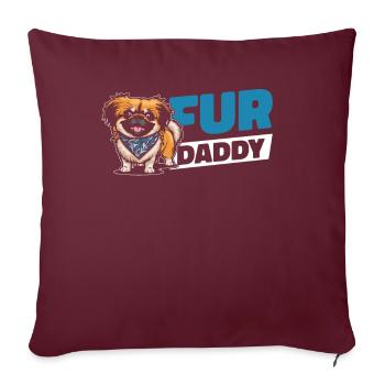 Chien pékinois papa pour papa - Housse de coussin décorative 45 x 45 cm - bordeaux - Devant