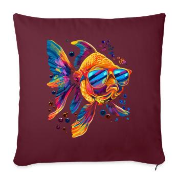 Poissons Rouges Poissons Lunettes de Soleil Popart - Housse de coussin décorative 45 x 45 cm - bordeaux - Devant