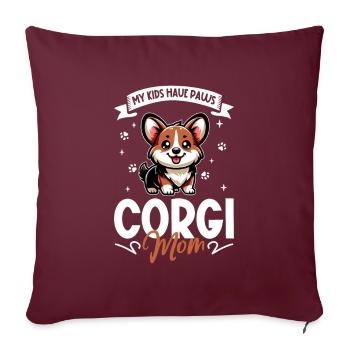 Welsh Corgi Pembroke Maman - Housse de coussin décorative 45 x 45 cm - bordeaux - Devant