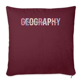Professeur de géographie Géographe - Housse de coussin décorative 45 x 45 cm - bordeaux - Devant