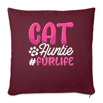 Chat Chat Tante Pour la Vie - Housse de coussin décorative 45 x 45 cm - bordeaux - Devant