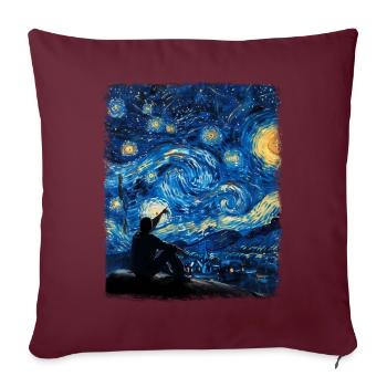 Observation des étoiles Astronome Astronomie Peintre de nuit étoilée - Housse de coussin décorative 45 x 45 cm - bordeaux - Devant