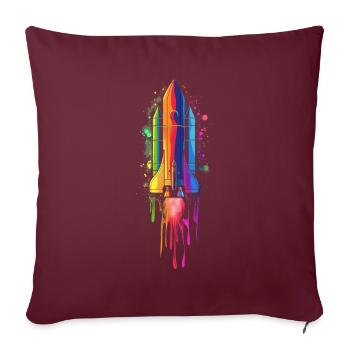 Fusée Fusée Navette Spatiale Vaisseau Spatial P - Housse de coussin décorative 45 x 45 cm - bordeaux - Devant