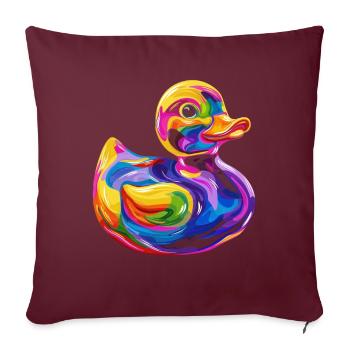 Gummi-Ente Duckie Popart - Sofakissenbezug 45 x 45 cm - Burgunderrot - Vorne