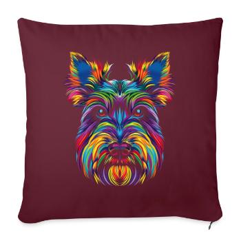 Scottish Terrier Chien Popart - Housse de coussin décorative 45 x 45 cm - bordeaux - Devant