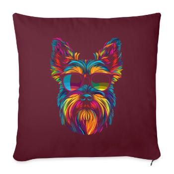 Scottish Terrier Chien Lunettes de Soleil Popart - Housse de coussin décorative 45 x 45 cm - bordeaux - Devant