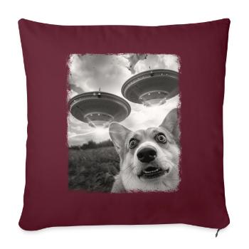 Pembroke Corgi chien OVNI Alien Alien Selfi - Housse de coussin décorative 45 x 45 cm - bordeaux - Devant
