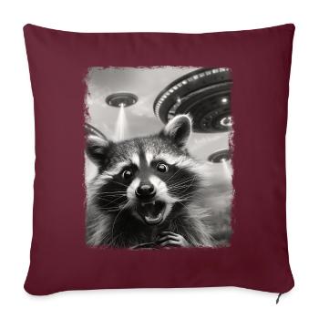 raton laveur, opossum, chat des rues, OVNI, extraterrestre, extraterrestre - Housse de coussin décorative 45 x 45 cm - bordeaux - Devant