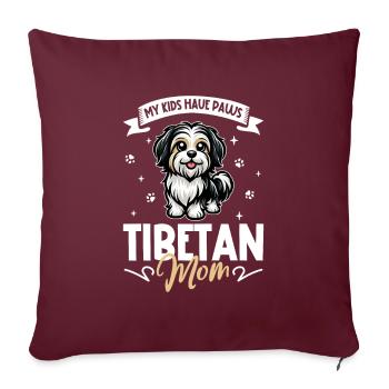 Maman terrier tibétain - Housse de coussin décorative 45 x 45 cm - bordeaux - Devant