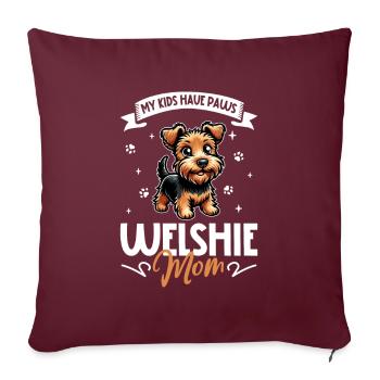 Maman Welsh Terrier - Housse de coussin décorative 45 x 45 cm - bordeaux - Devant