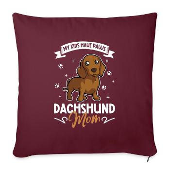 Maman teckel - Housse de coussin décorative 45 x 45 cm - bordeaux - Devant