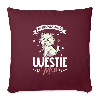 Maman West Highland Terrier - Housse de coussin décorative 45 x 45 cm - bordeaux - Devant
