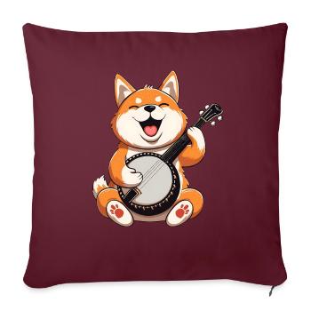 Akita Dog Joueur de banjo bluegrass - Housse de coussin décorative 45 x 45 cm - bordeaux - Devant