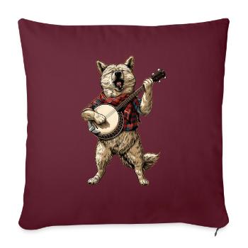 Akita Dog Joueur de banjo bluegrass - Housse de coussin décorative 45 x 45 cm - bordeaux - Devant
