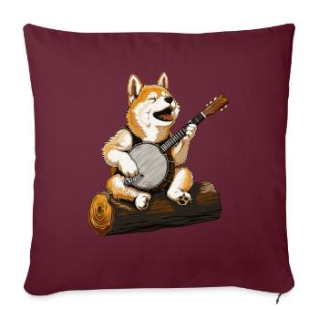 Akita Dog Joueur de banjo bluegrass - Housse de coussin décorative 45 x 45 cm - bordeaux - Devant
