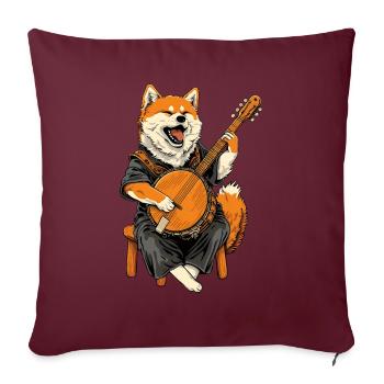 Akita Dog Joueur de banjo bluegrass - Housse de coussin décorative 45 x 45 cm - bordeaux - Devant
