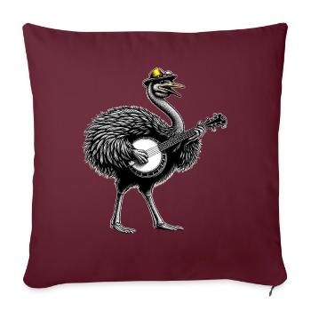 Autruche Animal Joueur de Banjo Bluegrass - Housse de coussin décorative 45 x 45 cm - bordeaux - Devant