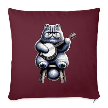 Chat persan Joueur de banjo bluegrass - Housse de coussin décorative 45 x 45 cm - bordeaux - Devant