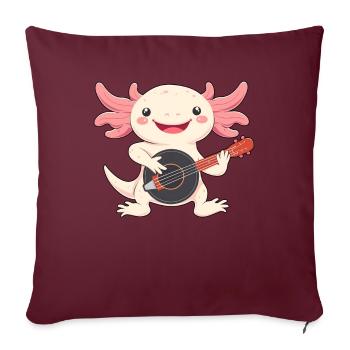 Axolotl Amphibian Joueur de Banjo Bluegrass - Housse de coussin décorative 45 x 45 cm - bordeaux - Devant