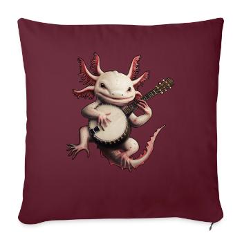 Axolotl Amphibian Joueur de Banjo Bluegrass - Housse de coussin décorative 45 x 45 cm - bordeaux - Devant