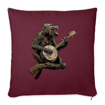 Baboon Monkey Joueur de banjo Bluegrass - Housse de coussin décorative 45 x 45 cm - bordeaux - Devant