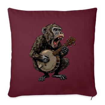 Baboon Monkey Joueur de banjo Bluegrass - Housse de coussin décorative 45 x 45 cm - bordeaux - Devant