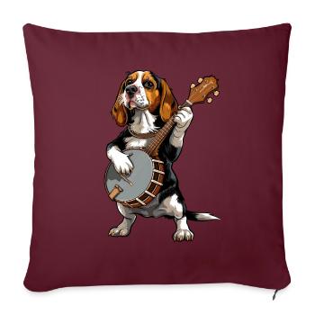 Beagle Dog Joueur de banjo bluegrass - Housse de coussin décorative 45 x 45 cm - bordeaux - Devant