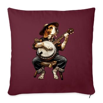 Beagle Dog Joueur de banjo bluegrass - Housse de coussin décorative 45 x 45 cm - bordeaux - Devant
