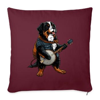 Bouvier Bernois Joueur de Banjo Bluegrass - Housse de coussin décorative 45 x 45 cm - bordeaux - Devant