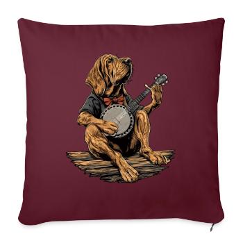 Bloodhound Dog Joueur de banjo bluegrass - Housse de coussin décorative 45 x 45 cm - bordeaux - Devant